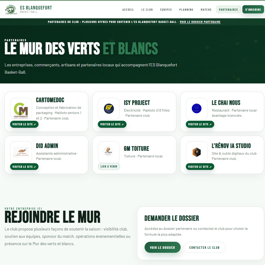 Illustration du Mur des Verts et Blancs sur le site public